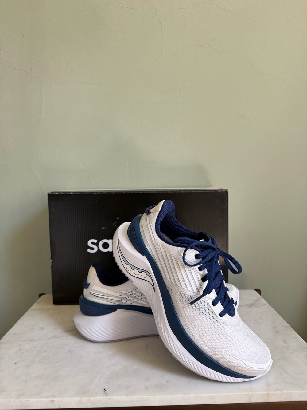 Saucony Endorphin Shift White & Navy Women's Athletic Shoes